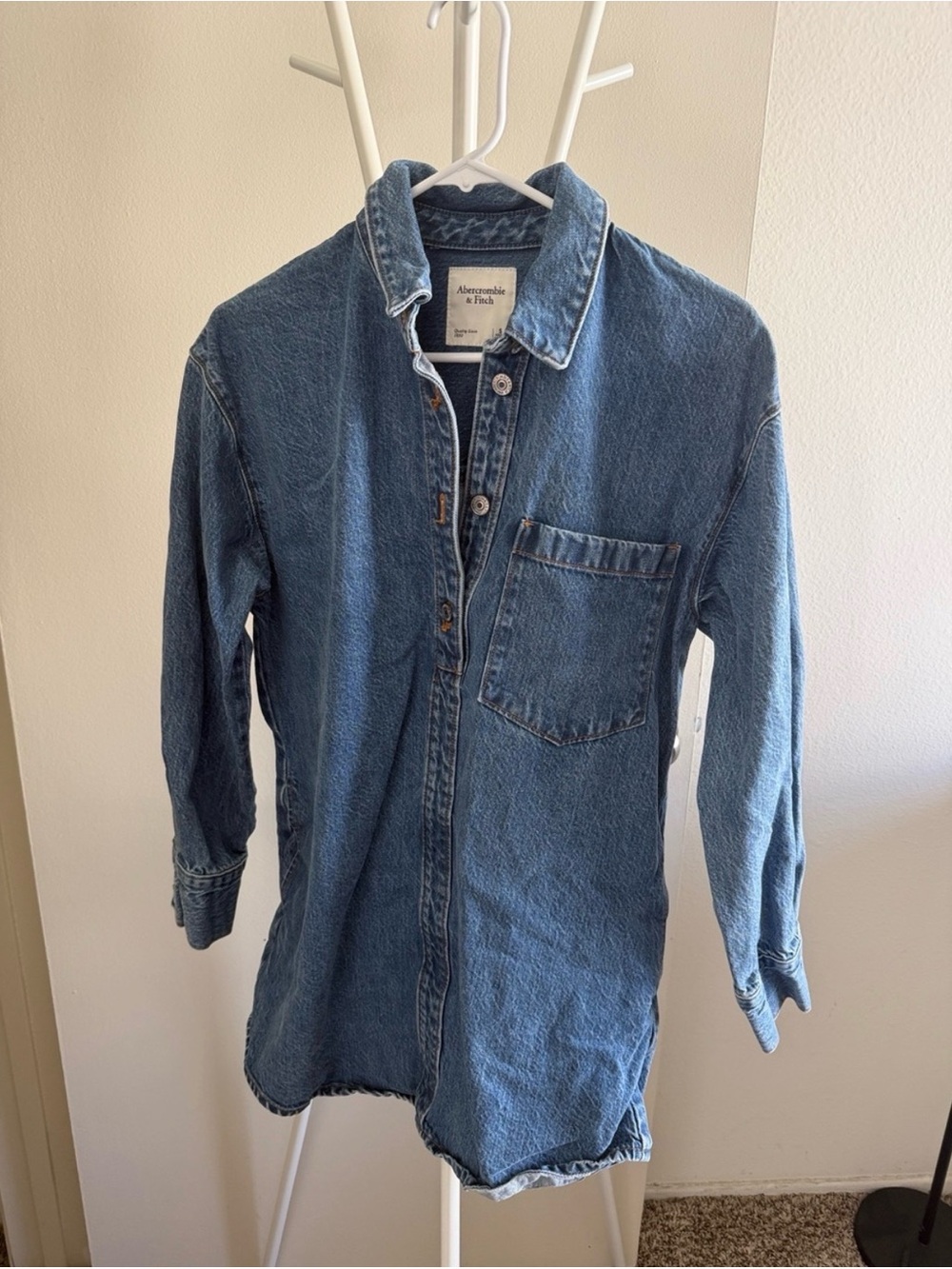 Abercrombie & Fitch Men's Denim Button-Down Shirt Jacket - Blue